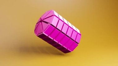 Silindir. Tekno 3d geometrik video animasyon arkaplanı. 3B hareket grafikleri dizaynı döngüleniyor