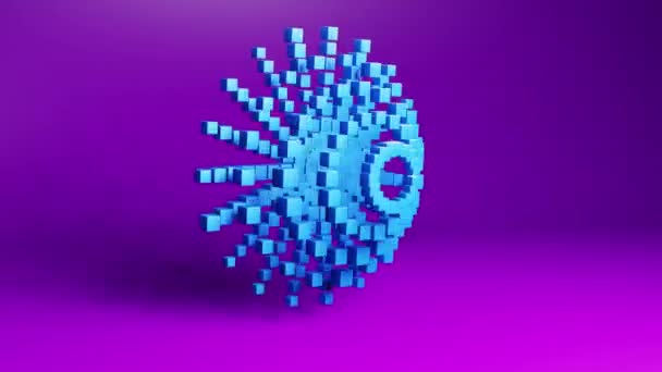 キューブで作られた明るい色コーン幾何学的な形状変換 モーショングラフィックスの背景 テクノ3Dループビデオアニメーションデザイン — ストック動画