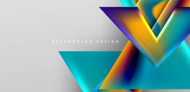 Örtüler, şablonlar, el ilanları, broşürler, afişler için üstüste binen üçgenler ve sıvı gradyanlarla soyut fırın
