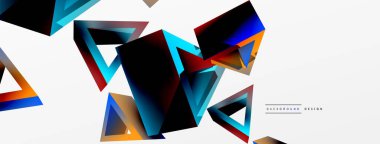 Üçgen soyut arkaplan. 3D vektör temel biçim teknolojisi veya iş konsepti bileşimi. Duvar kağıdı, afiş, arkaplan veya iniş için moda tekno iş şablonu