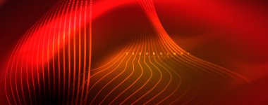 Tekno neon dalga çizgileri, dinamik elektrik hareketi, hız kavramı. Duvar kağıdı, afiş, arkaplan, iniş sayfası, duvar sanatı, davetiye, baskılar için şablonlar