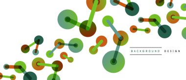 Soyut arkaplan. Yuvarlak noktalar çizgilerle birleşti. Duvar kağıdı, afiş, arkaplan veya iniş için moda tekno iş şablonu