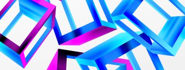 3 boyutlu küp vektör geometrik arkaplanı şekillendirir. Duvar kağıdı, afiş, arkaplan veya iniş için moda tekno iş şablonu