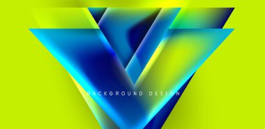 Örtüler, şablonlar, el ilanları, broşürler, afişler için üstüste binen üçgenler ve sıvı gradyanlarla soyut fırın