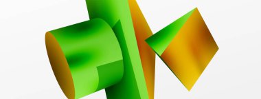 Metalik 3d şekil vektör geometrik arkaplan. Duvar kağıdı, afiş, arkaplan veya iniş için moda tekno iş şablonu