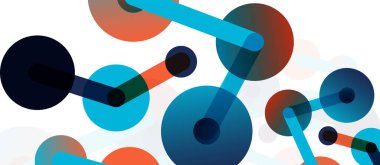 Soyut arkaplan. Yuvarlak noktalar çizgilerle birleşti. Duvar kağıdı, afiş, arkaplan veya iniş için moda tekno iş şablonu