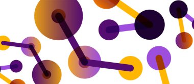 Çizgi noktaları geometrik soyut arkaplan bağlantıları. Çizgilerle birbirine bağlı çemberler. Duvar kağıdı, afiş, arkaplan veya iniş için moda tekno iş şablonu