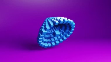 Bright color cone geometric shape transformation made of cubes, motion graphics background. Techno 3d looping video animation design