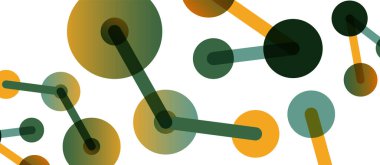 Soyut arkaplan. Yuvarlak noktalar çizgilerle birleşti. Duvar kağıdı, afiş, arkaplan veya iniş için moda tekno iş şablonu