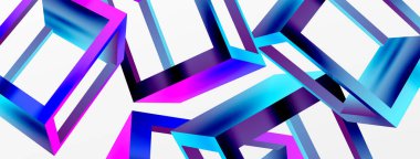 3 boyutlu küp vektör geometrik arkaplanı şekillendirir. Duvar kağıdı, afiş, arkaplan veya iniş için moda tekno iş şablonu