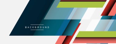 Vektör arkaplanı. Gölge efektli soyut örtüşen renk çizgileri tasarımı. Duvar kağıdı afişi için resim arkaplanı veya iniş sayfası