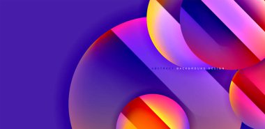 Aydınlık ve gölge efektli parlak ve parlak daireler, geometrik vektör soyut arkaplan