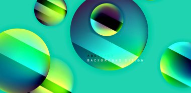 Aydınlık ve gölge efektli parlak ve parlak daireler, geometrik vektör soyut arkaplan