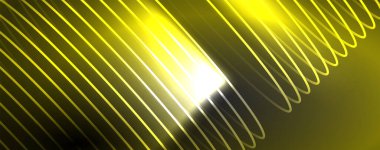 Parlak neon dalgalar, dinamik elektrik hareketi, enerji ya da hız kavramı. Duvar kağıdı, afiş, arkaplan, broşür, katalog, kapak, broşür