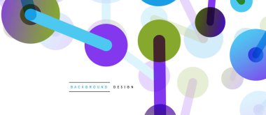 Soyut arkaplan. Yuvarlak noktalar çizgilerle birleşti. Duvar kağıdı, afiş, arkaplan veya iniş için moda tekno iş şablonu