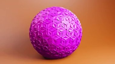 Techno sphere 3d geometric video animation background. Looping 3D motion graphics. Color backdrop with geometric design element