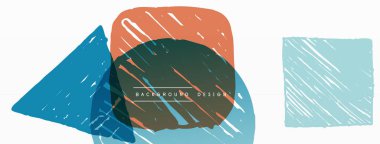 Soyut arkaplan. El çizimi geometrik şekil - kare, daire ve üçgen. Duvar kağıdı, afiş, arkaplan veya iniş için zanaat iş şablonu