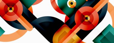 Yaratıcı geometrik duvar kağıdı. Yuvarlak şekilli asgari geometrik arka plan. Duvar kağıdı, afiş, arkaplan veya iniş için moda tekno iş şablonu