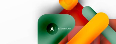 Renkli geometrik şekiller çizgiler, kareler ve üçgenler. Duvar kağıdı, pankart veya iniş sayfası için soyut arkaplan