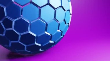 3D sphere with hexagons hi-tech abstract geometric animation background. Motion graphics. Minimalist geometric looping video design