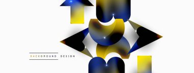 Dinamik bileşim, parlak geometrik şekiller soyut arkaplan. Duvar kağıdı, afiş, arkaplan veya iniş için moda tekno iş şablonu