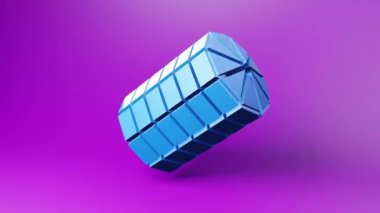 Silindir. Tekno 3d geometrik video animasyon arkaplanı. 3B hareket grafikleri dizaynı döngüleniyor