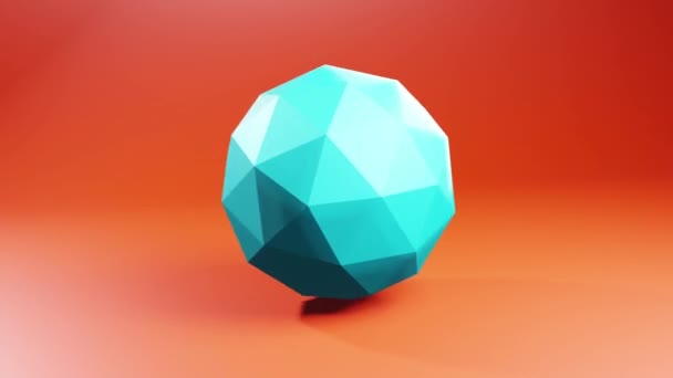Triangular Poly Sphere Rotating Air Background Motion Graphics Minimalist Geometric — Stockvideo
