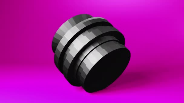 Black Cylindric Abstract Form Machinery Part Concept Rotation Color Room — Stockvideo