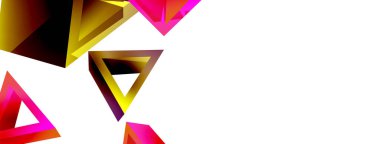 Üçgen soyut arkaplan. 3D vektör temel biçim teknolojisi veya iş konsepti bileşimi. Duvar kağıdı, afiş, arkaplan veya iniş için moda tekno iş şablonu