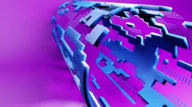 Işık stüdyosunda dönen tekno tüp. Tekno 3d döngü hareketi grafik tasarımı