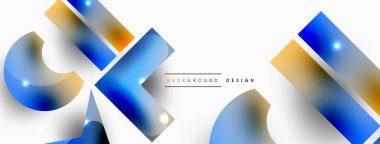 Dinamik bileşim, parlak geometrik şekiller soyut arkaplan. Duvar kağıdı, afiş, arkaplan veya iniş için moda tekno iş şablonu