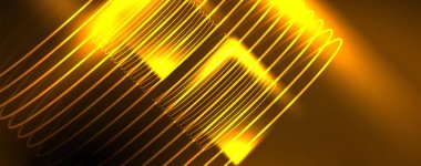 Parlak neon dalgalar, dinamik elektrik hareketi, enerji ya da hız kavramı. Duvar kağıdı, afiş, arkaplan, broşür, katalog, kapak, broşür