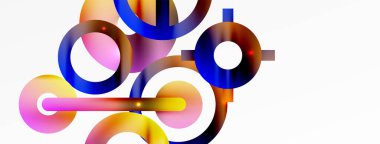 Çember bileşimi soyut arkaplan. Duvar kağıdı, afiş, arkaplan veya iniş için moda tekno iş şablonu