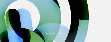 Yuvarlak şekiller daireler ve diğer geometrik şekiller. Duvar kağıdı afişi arkaplan kartı veya iniş sayfası için vektör illüstrasyonu