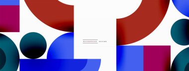 Çember ve kare geometrik arkaplan. Duvar kağıdı, pankart, arkaplan ya da iniş için üçgen ve kareli yuvarlak şekiller