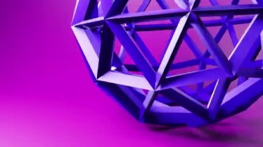 Wireframe sphere rotating in the air background. 3D motion graphics. Minimalist geometric looping video design