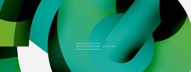 Yuvarlak şekiller daireler ve diğer geometrik şekiller. Duvar kağıdı afişi arkaplan kartı veya iniş sayfası için vektör illüstrasyonu