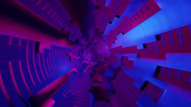 Flying inside the tube. Techno 3d looping motion graphics design