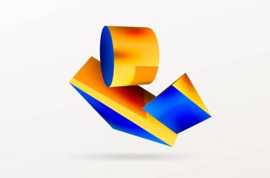 Vektör 3d soyut arkaplan. Şekiller 3 boyutlu üçgen ve silindir. Duvar kağıdı, afiş, arkaplan veya iniş için moda tekno iş şablonu