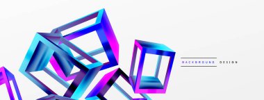 3 boyutlu küp vektör geometrik arkaplanı şekillendirir. Duvar kağıdı, afiş, arkaplan veya iniş için moda tekno iş şablonu