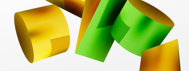 Vektör 3d soyut arkaplan. Şekiller 3 boyutlu üçgen ve silindir. Duvar kağıdı, afiş, arkaplan veya iniş için moda tekno iş şablonu