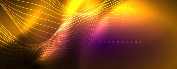 Techno Neon Golflijnen Dynamische Elektrische Beweging Snelheidsconcept Sjablonen Voor Behang — Stockvector