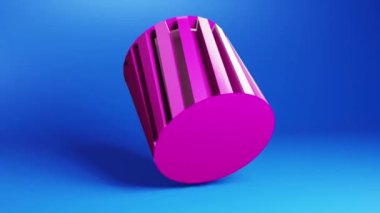Dönen yuvarlak ve silindir şekilli soyut makine parçası, parlak renk arkaplanı, tekno hareketli grafikler arka planı. 3d video canlandırması