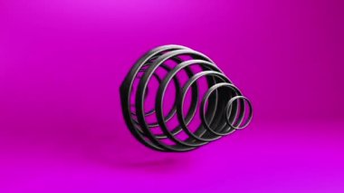 Abstract black line spiral shape motion graphics background. Techno 3d looping video animation design