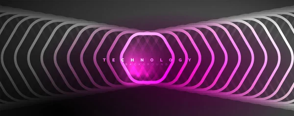Techno Lesklé Šestiúhelníky Abstraktní Pozadí Technologie Energie Prostor Světlo Koncept — Stockový vektor