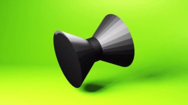 Black cylindric abstract 3d form, machinery part concept rotation in color room motion graphics background. Techno 3d looping video animation