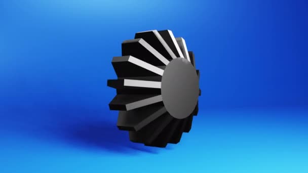 Rotating Cylinder Shaped Abstract Machinery Part Bright Color Backdrop Techno — Stockvideo