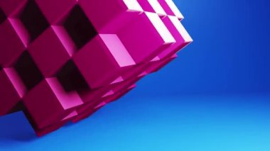 Cube with squares on faces. 3d motion graphics background. Techno 3d looping video animation