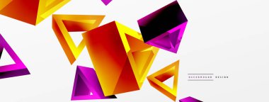 Üçgen soyut arkaplan. 3D vektör temel biçim teknolojisi veya iş konsepti bileşimi. Duvar kağıdı, afiş, arkaplan veya iniş için moda tekno iş şablonu