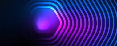 Neon parlak altıgenler soyut arkaplan, teknoloji enerji alanı ışık konsepti, soyut arkaplan duvar kağıdı deseni